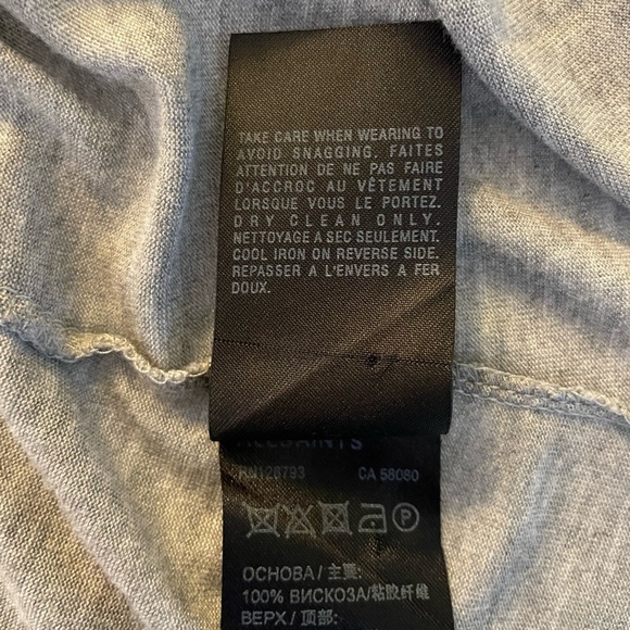 All Saints Scoop Neck Graduated Length Gray Dress Silk Top Jersey Skirt Size 8 - Picture 8 of 10